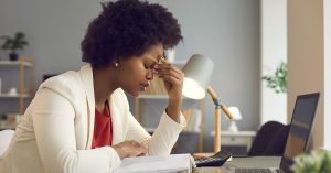 Woman stressed at work